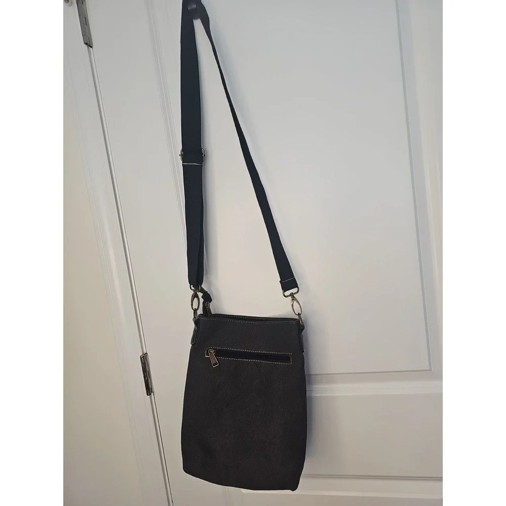 Prarie Schooner Unisex Crossbody Bag Black Canvas Heavy Duty‎ Multi Pocket